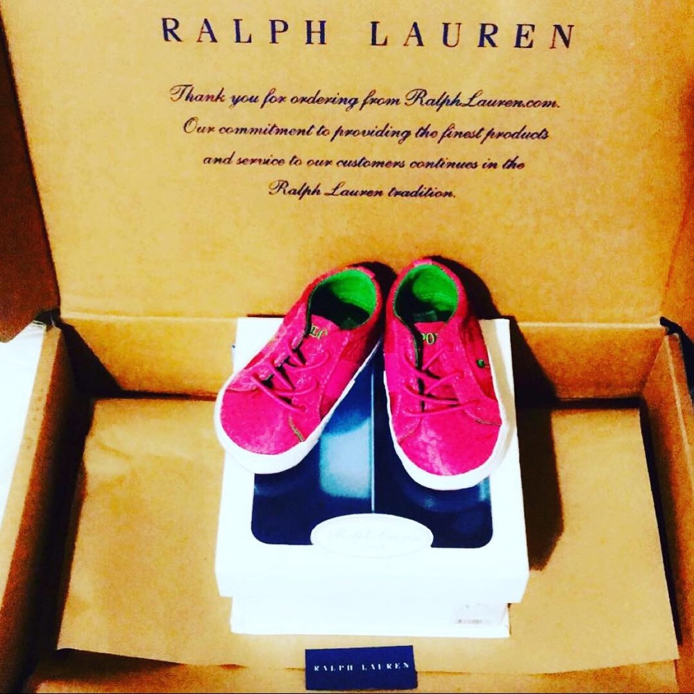 Ralph Lauren Infant Fuchsia & Green Sneakers 3C